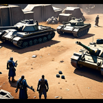 ** A chaotic but tactical battlefield scene. Focus on the roles of different characters (tanks, damage dealers, healers) in a Server vs Server battle. Include elements of strategy, communication, and the intensity of the fight.

**